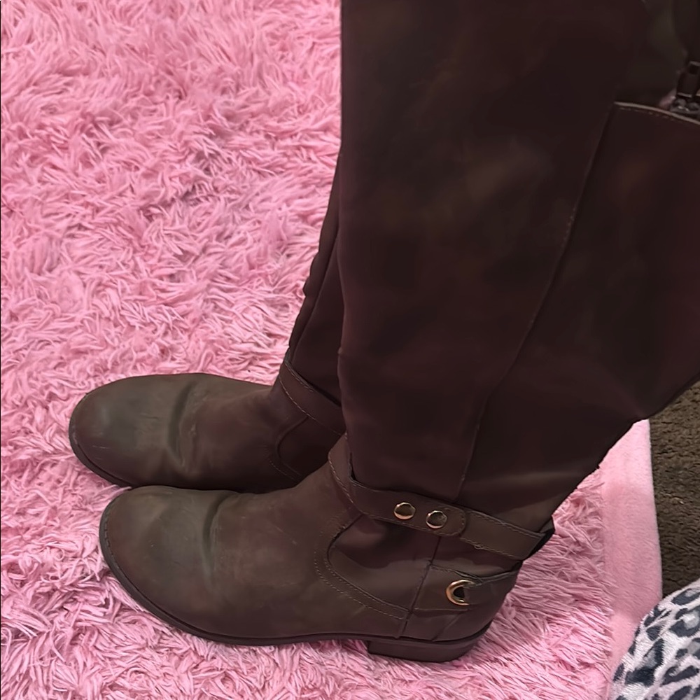 Brown Leather Knee-High Boots